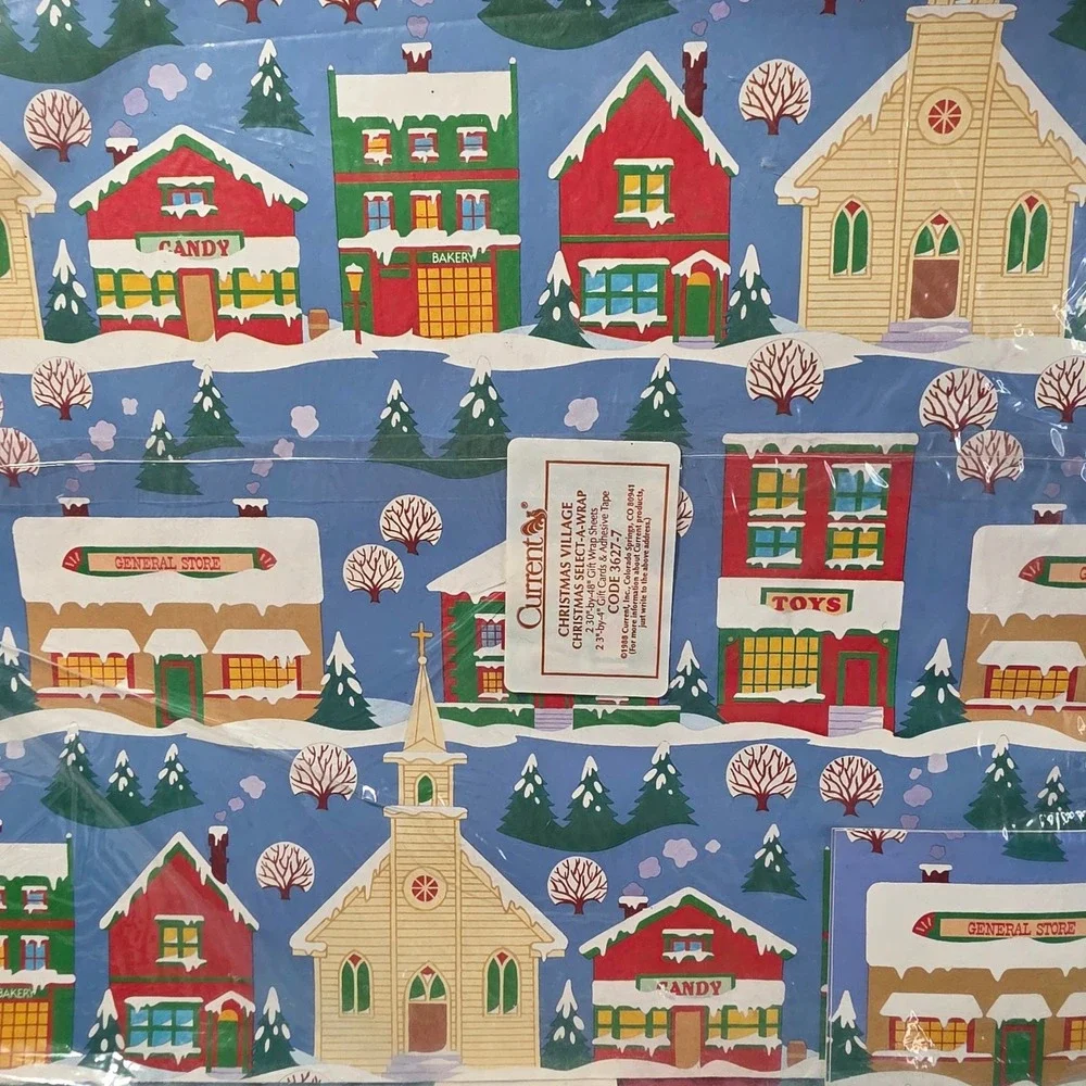Current Christmas Village Select-A-Wrap Gift Wrapping Paper Set Vintage 1988